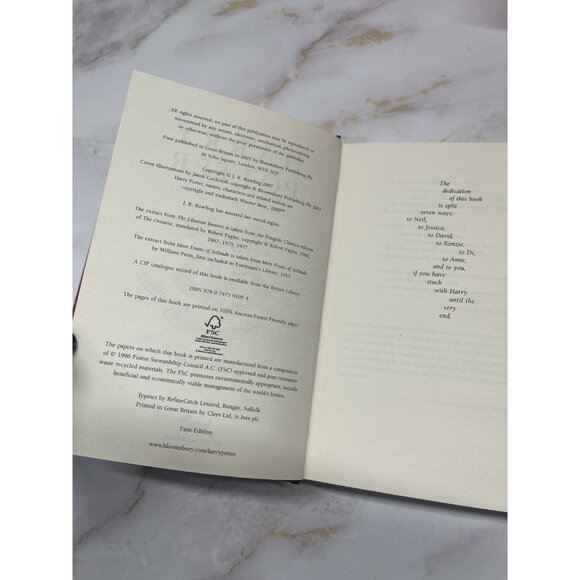 Harry Potter and the Deathly Hallows J.K. Rowling First UK Edition 2007 - Picture 16 of 16
